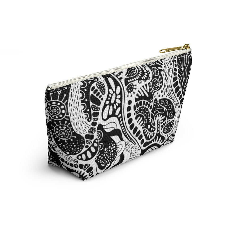 Thumbnail: Black White Abstract Print - Accessory Pouch w T-bottom