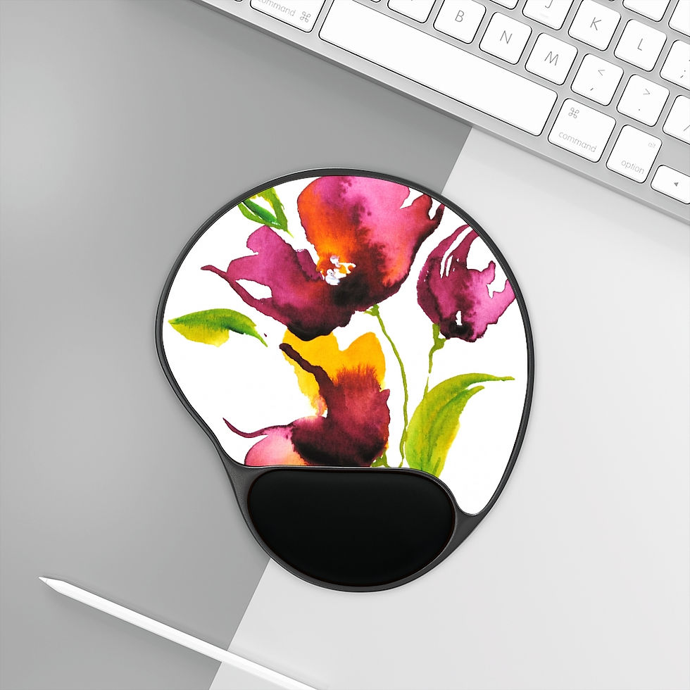 Thumbnail: Burgundy Floral - Mouse Pad With Wrist Rest