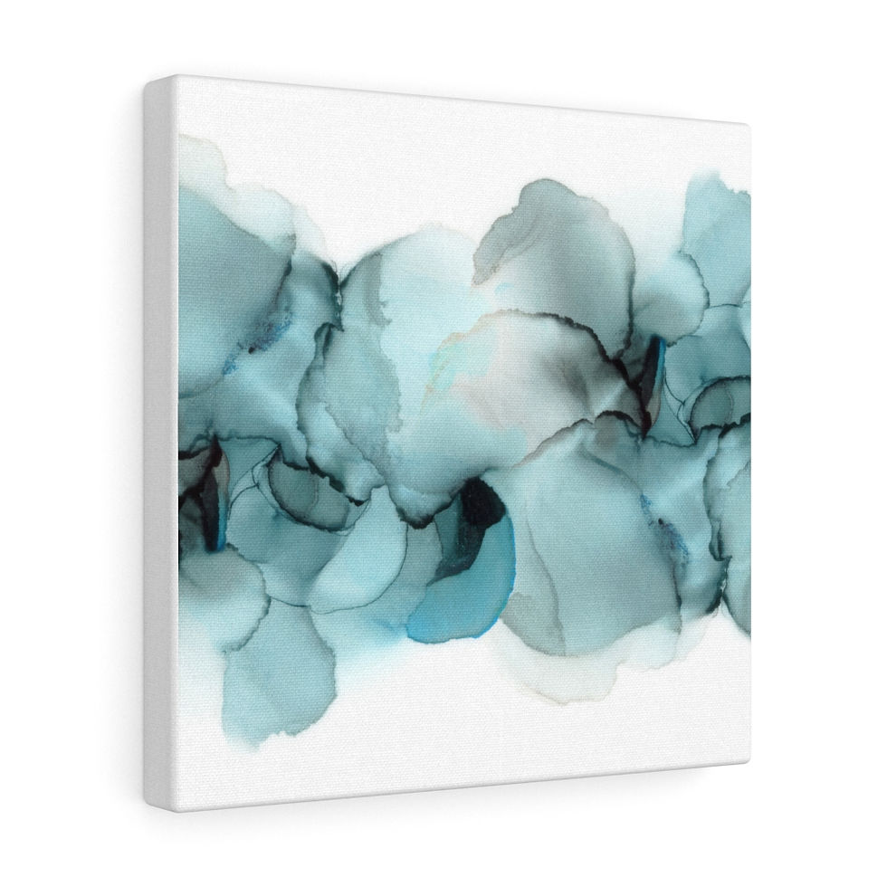 Thumbnail: Teal Black Abstract Print - Canvas Gallery Wraps