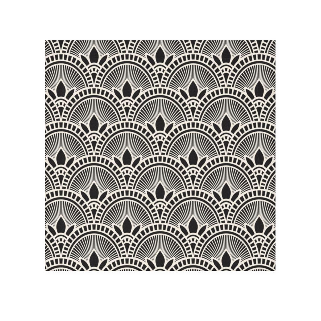 Black White Floral Scales - Face Towel