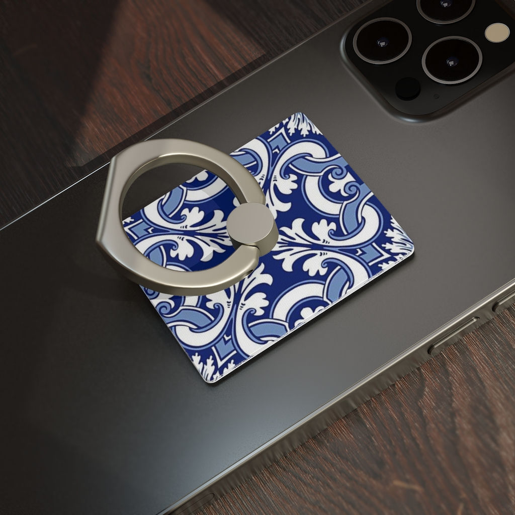 Blue White Print  - Smartphone Ring Holder 