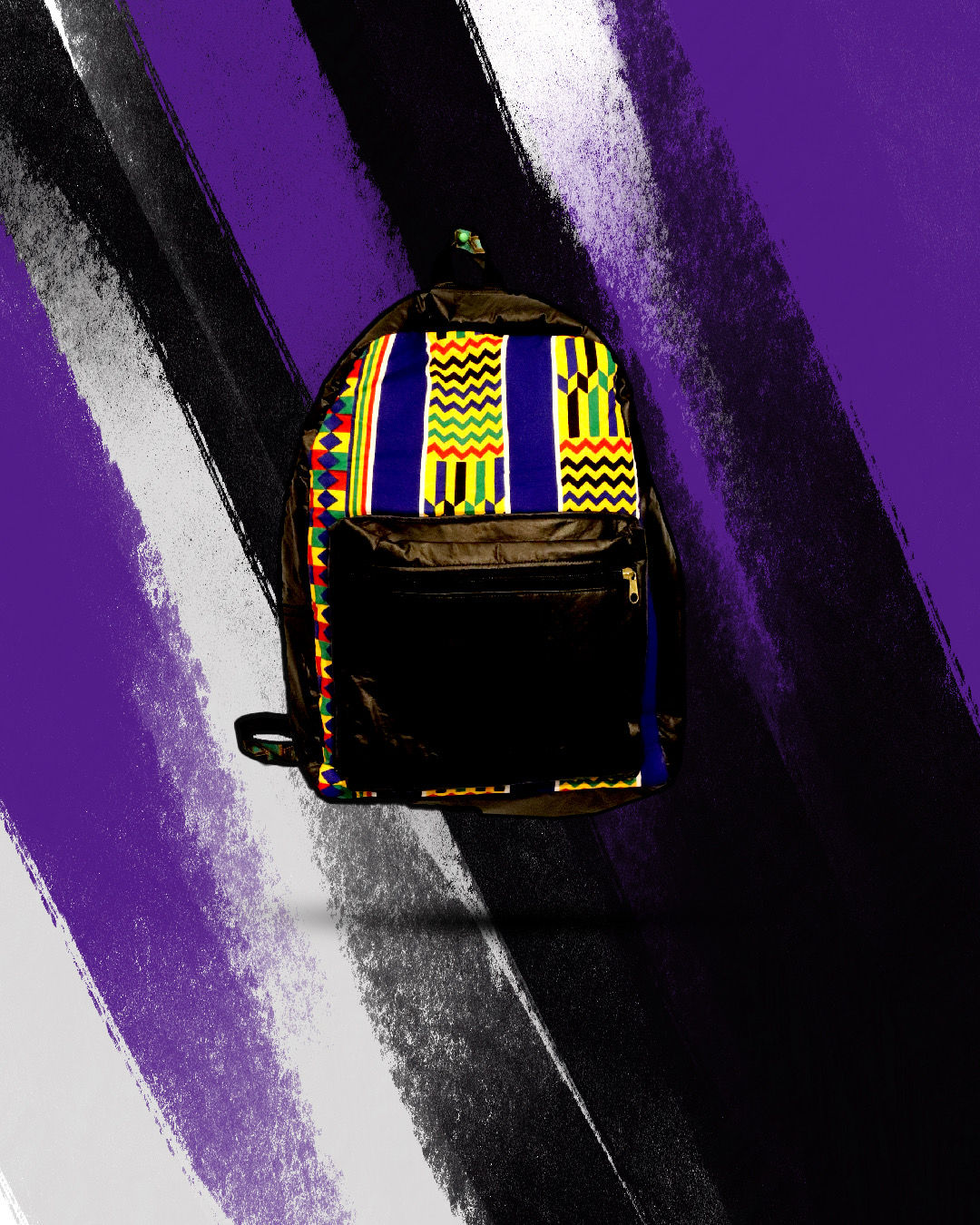 Black leather bag (gold/blue)