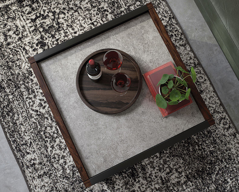 Thumbnail: RTA Rich Walnut W/ Slate Grey 2-Drawer Coffee Table