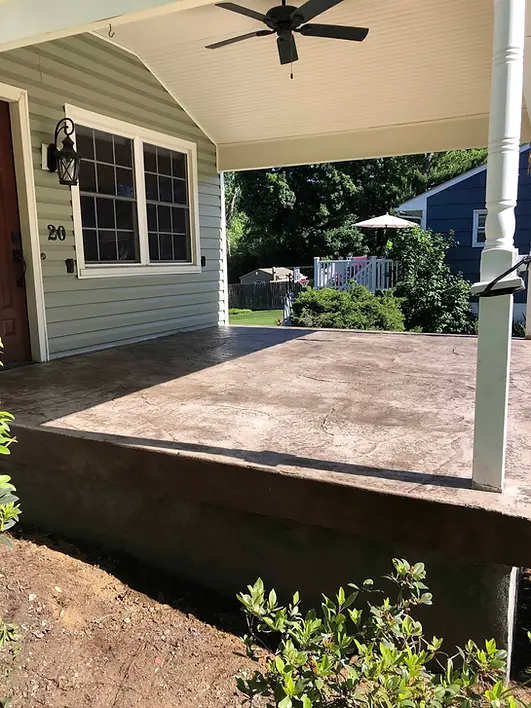 Stamped concrete front patio in Monticello NY