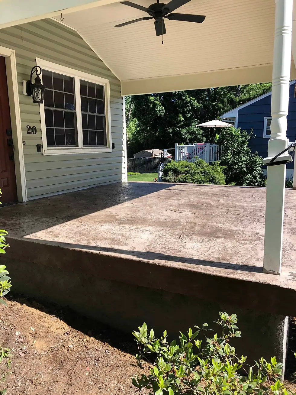 Don Jacintos Stamped concrete front patio Poughkeepsie  NY