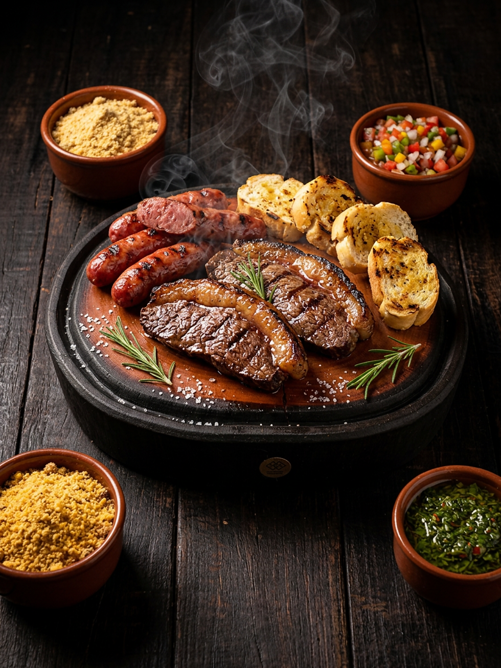Tábua de carne de Eucalipto redonda lateral queimado