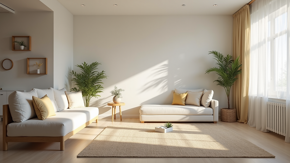 Eye-level view of a clean and empty living room ready for move-in
