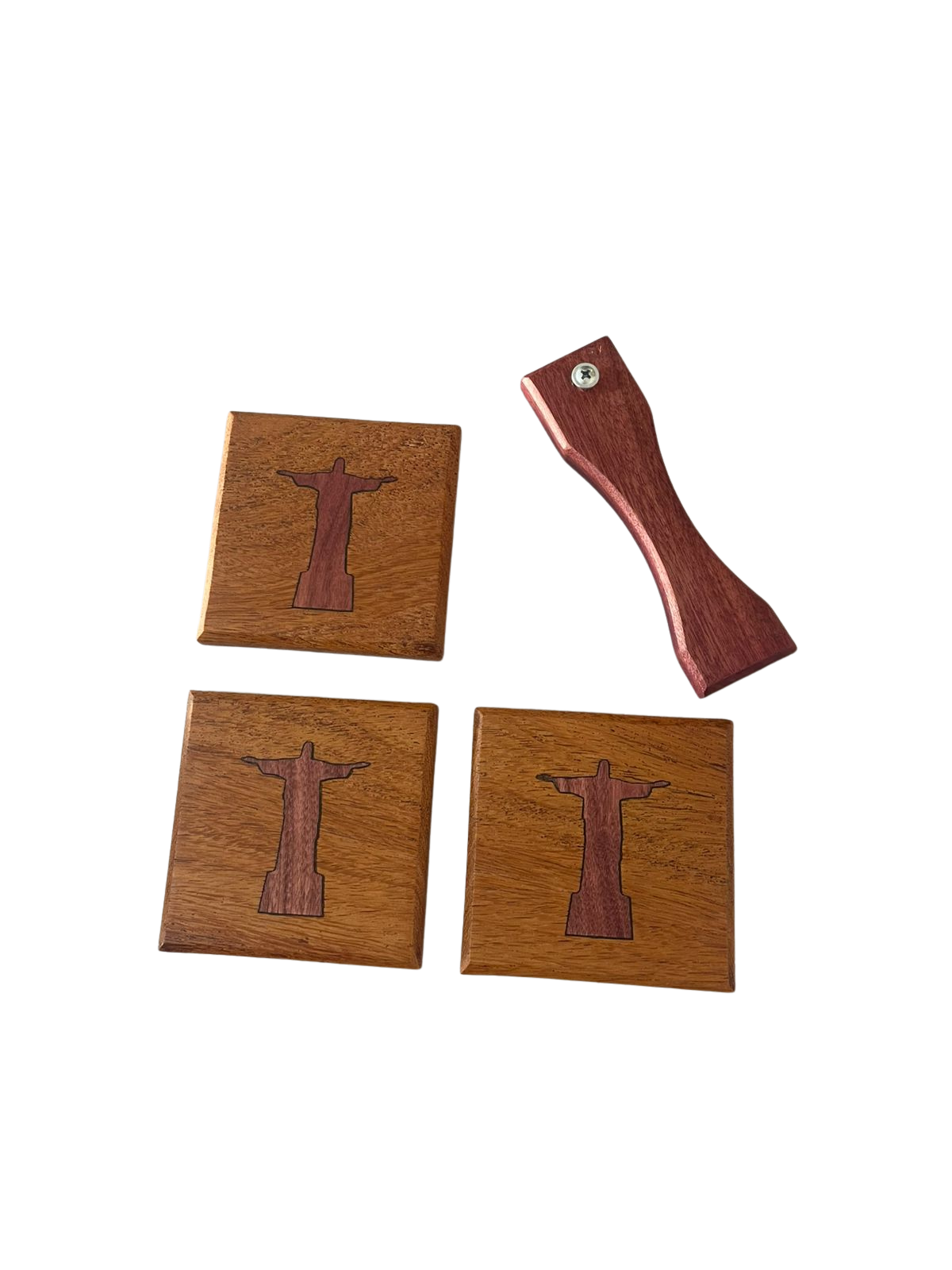 Kit 3 porta copos Redentor + abridor roxinho