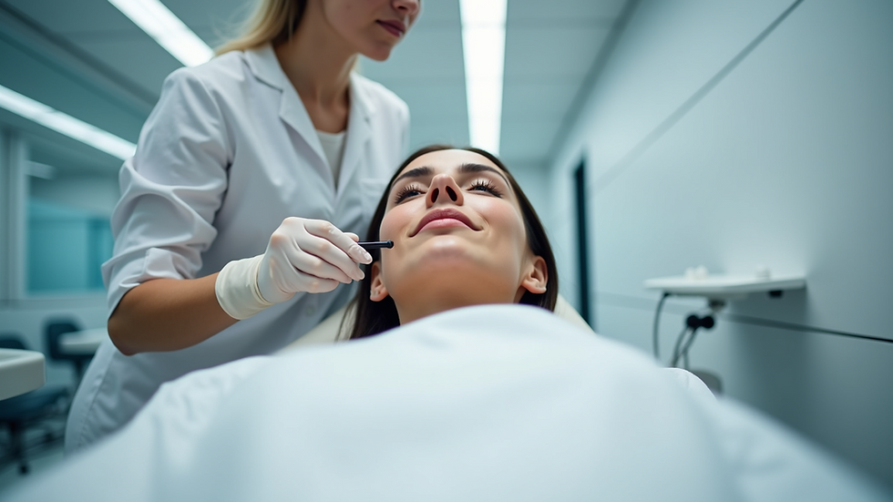 Eye-level view of a modern London skin clinic treatment room