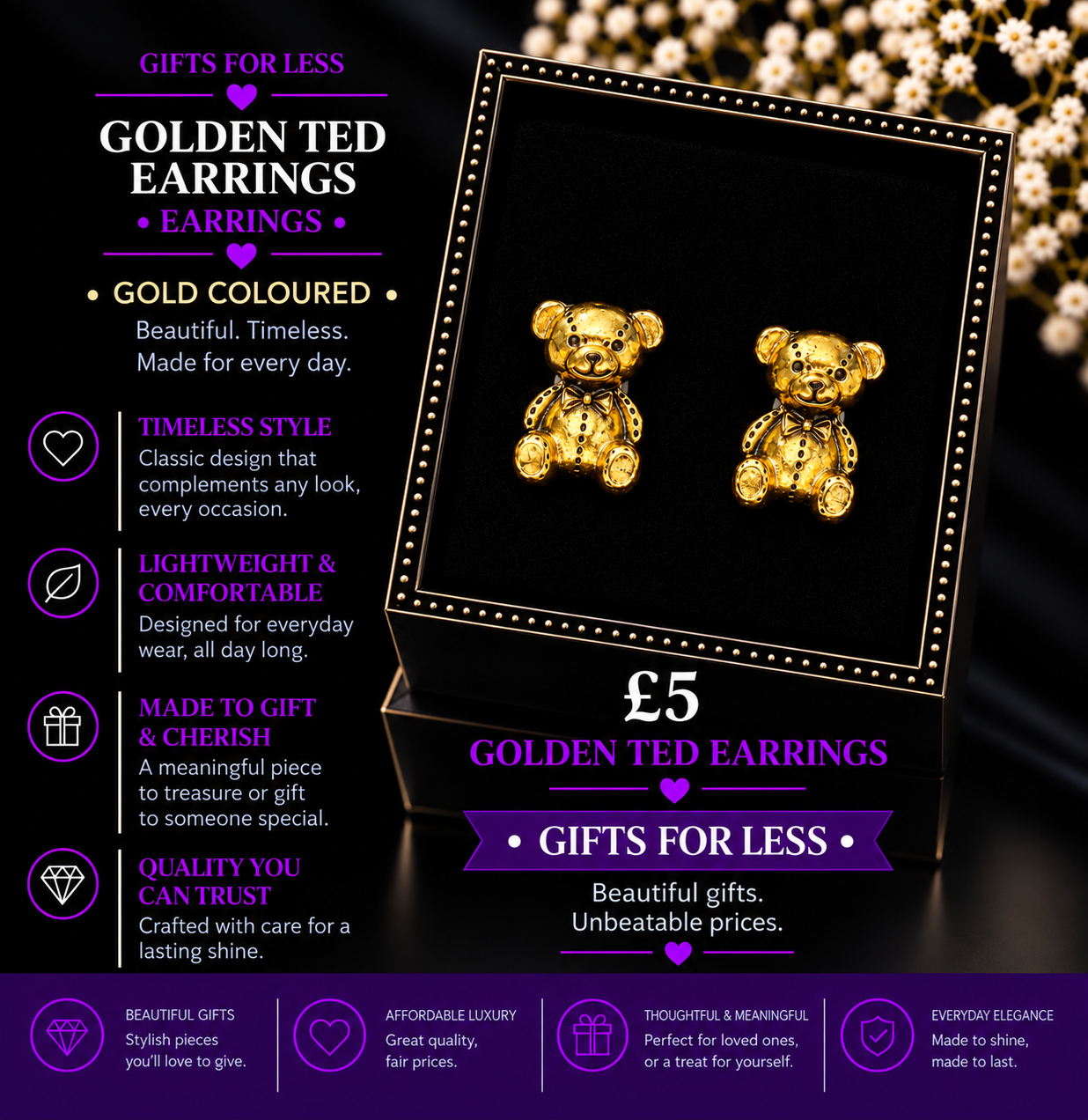 Golden Ted Earrings