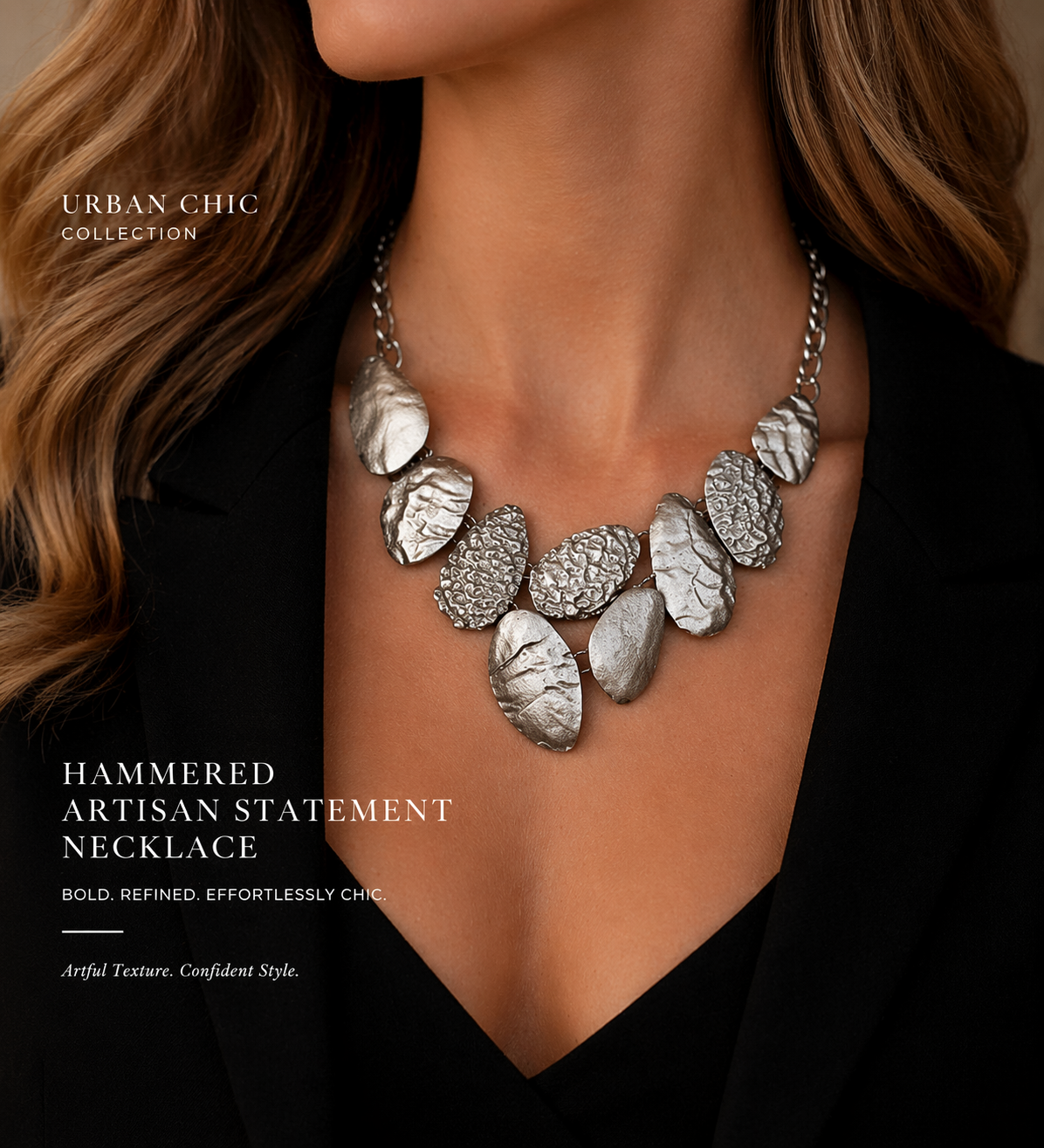 Hammered Artisan Statement Necklace