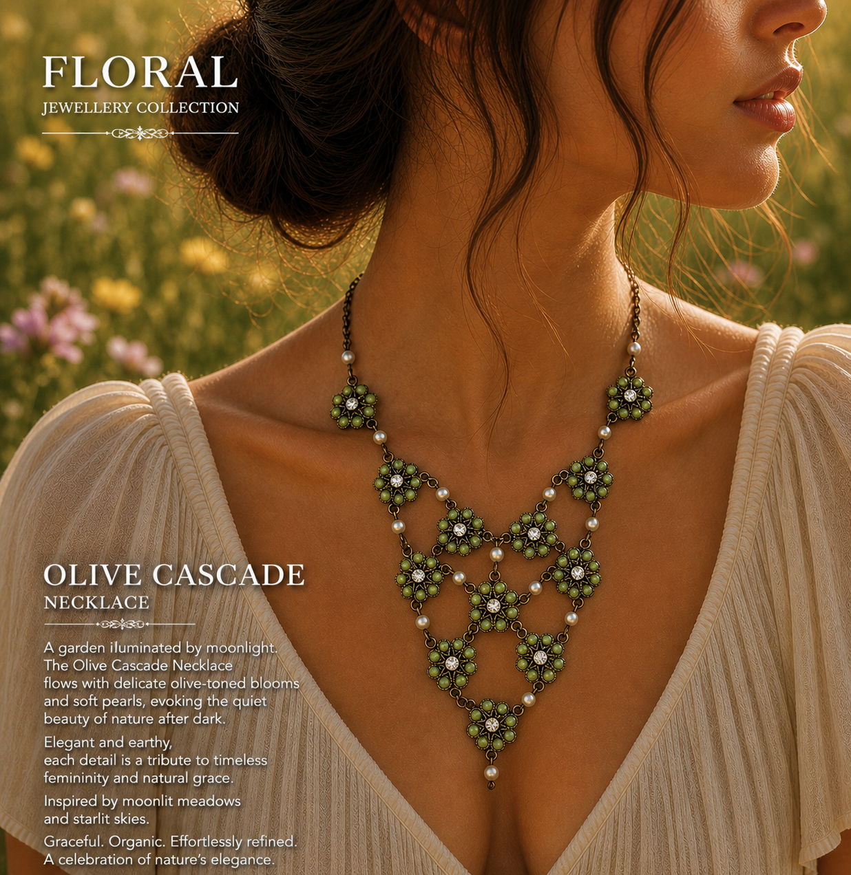Olive Cascade Necklace