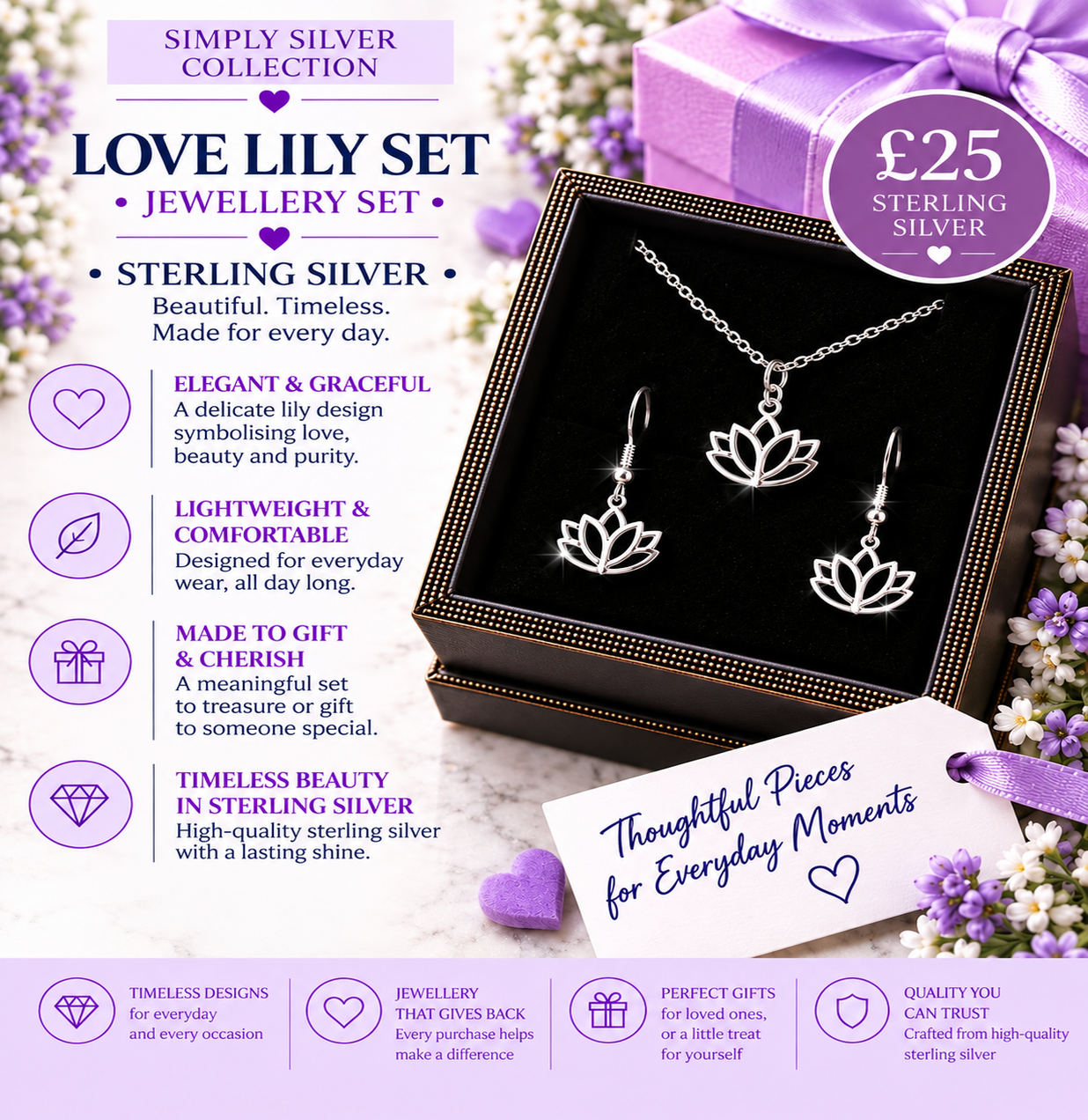 Love Lily Earring & Necklace Set
