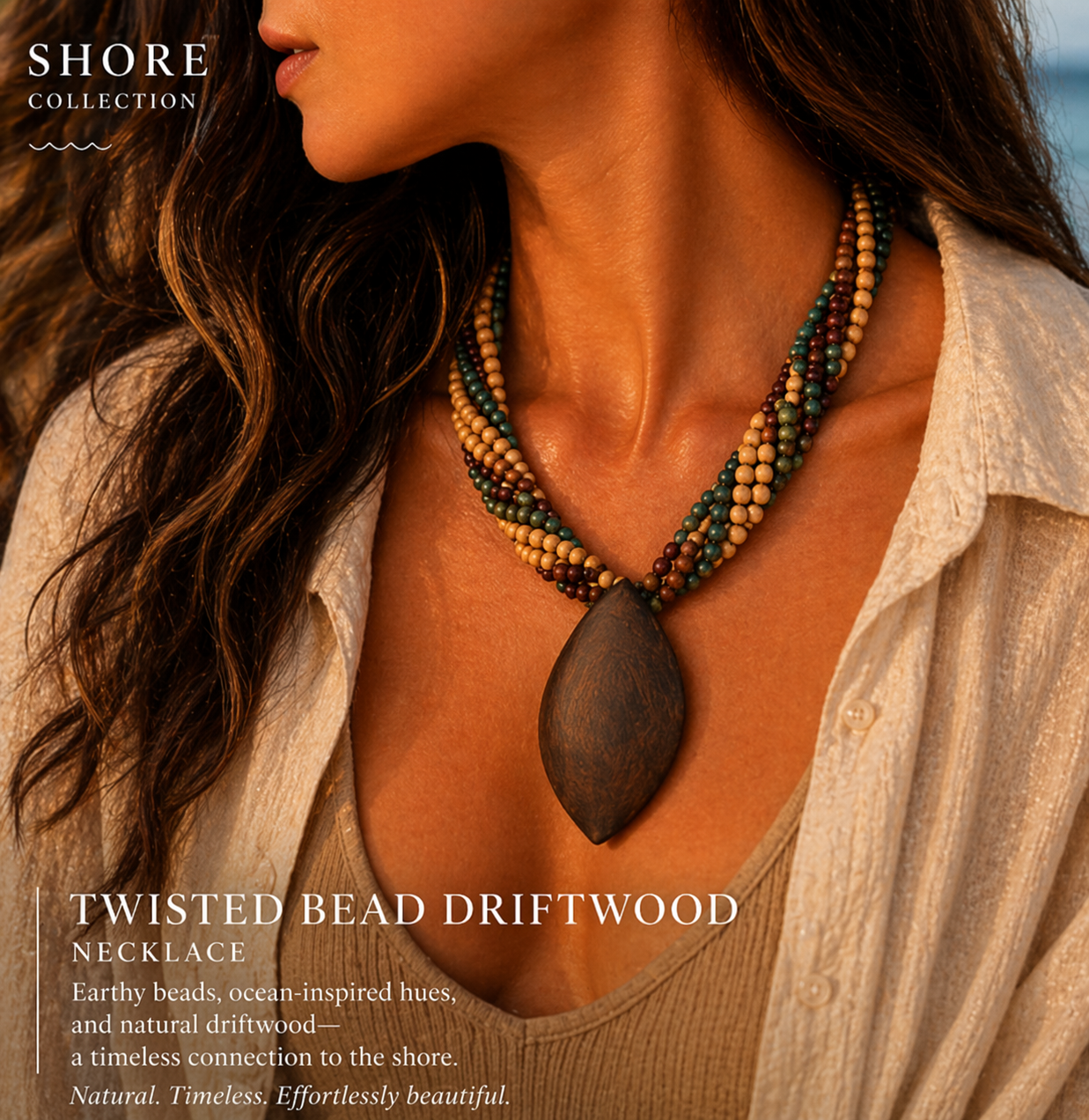 Twisted Bead Driftwood Necklace