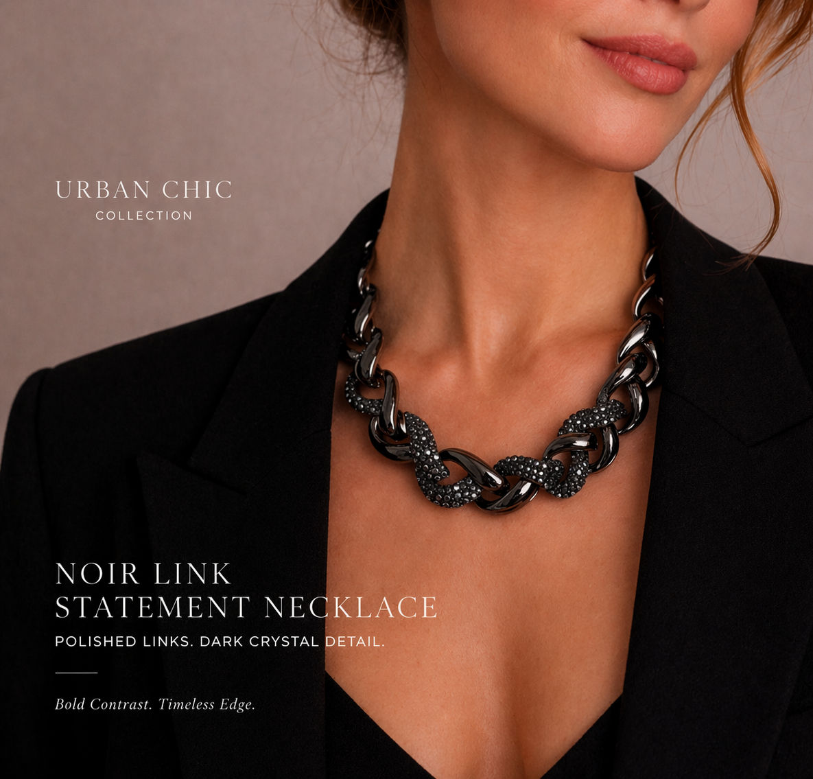 Noir Link Statement Necklace