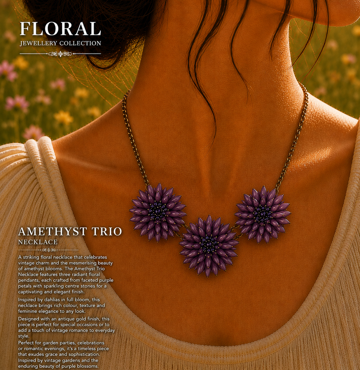 Amethyst Trio Necklace