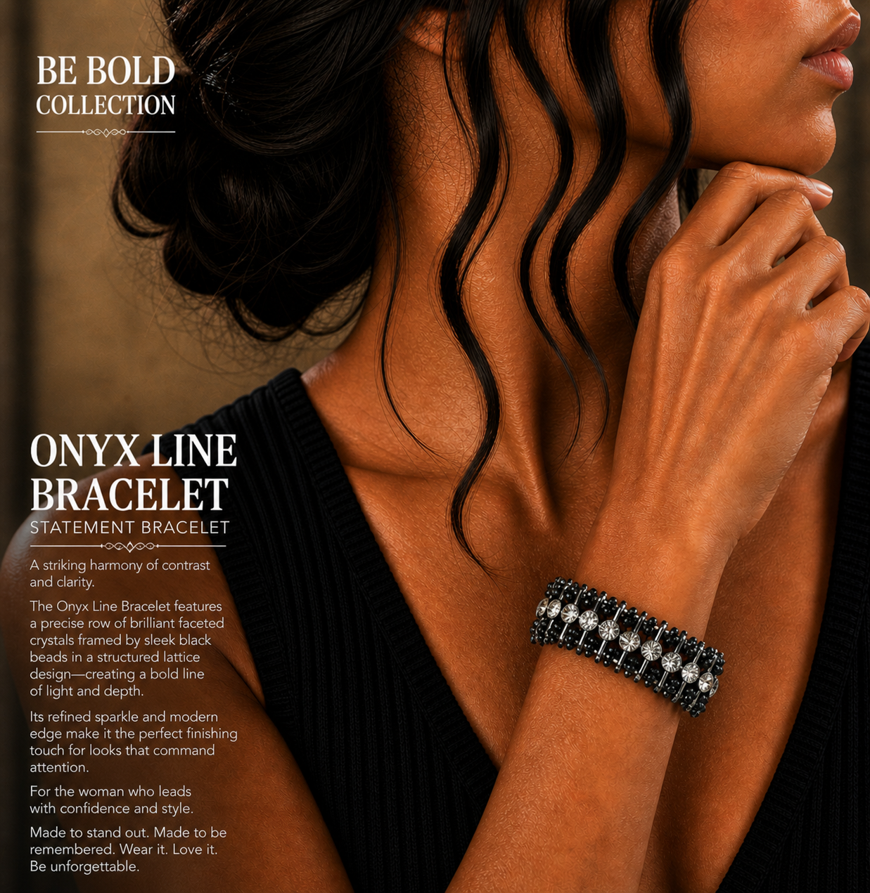 Onyx Line Crystal Bracelet