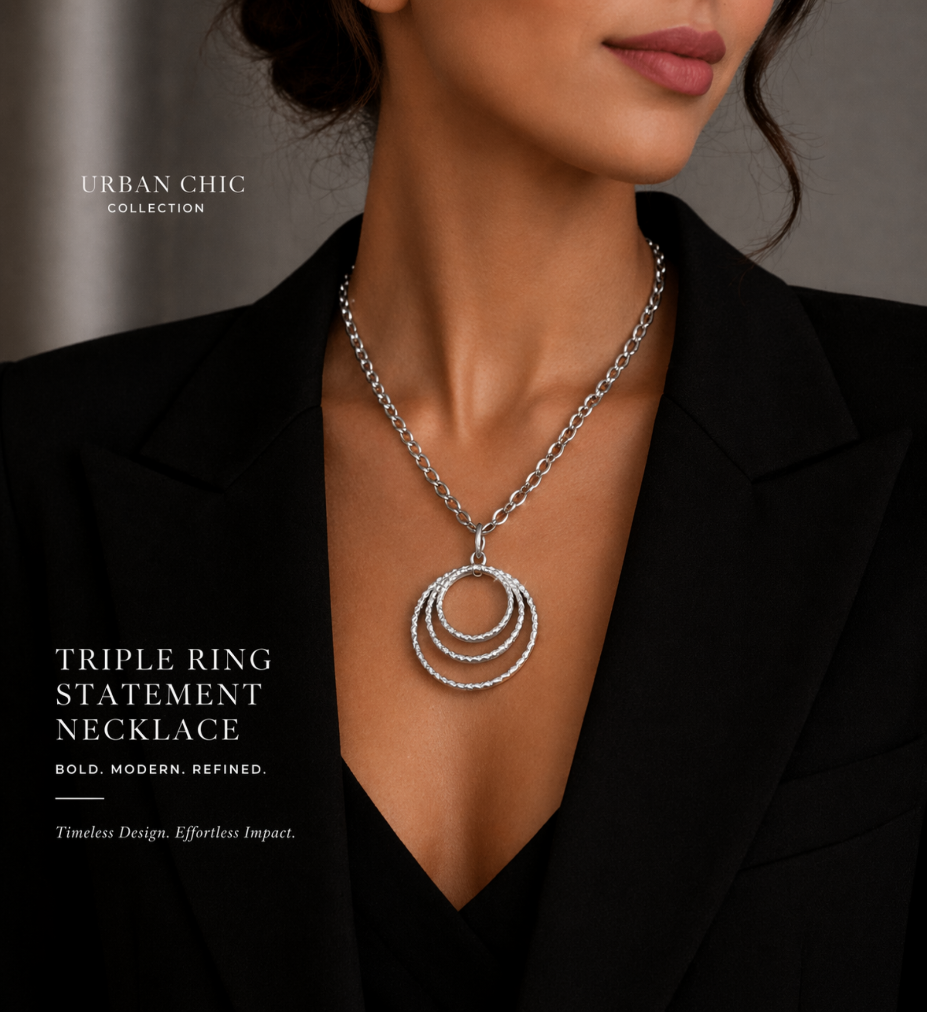 Triple Ring Statement Necklace