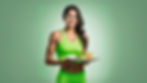 A beautiful 30-year-old Hispanic woman with an athletic build, wearing apple green sportsw