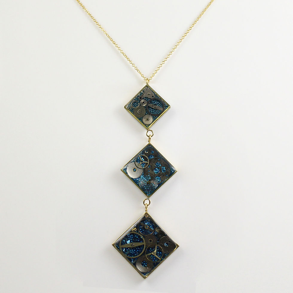 Thumbnail: Steampunk Gold Three Diamond Tiered Necklace