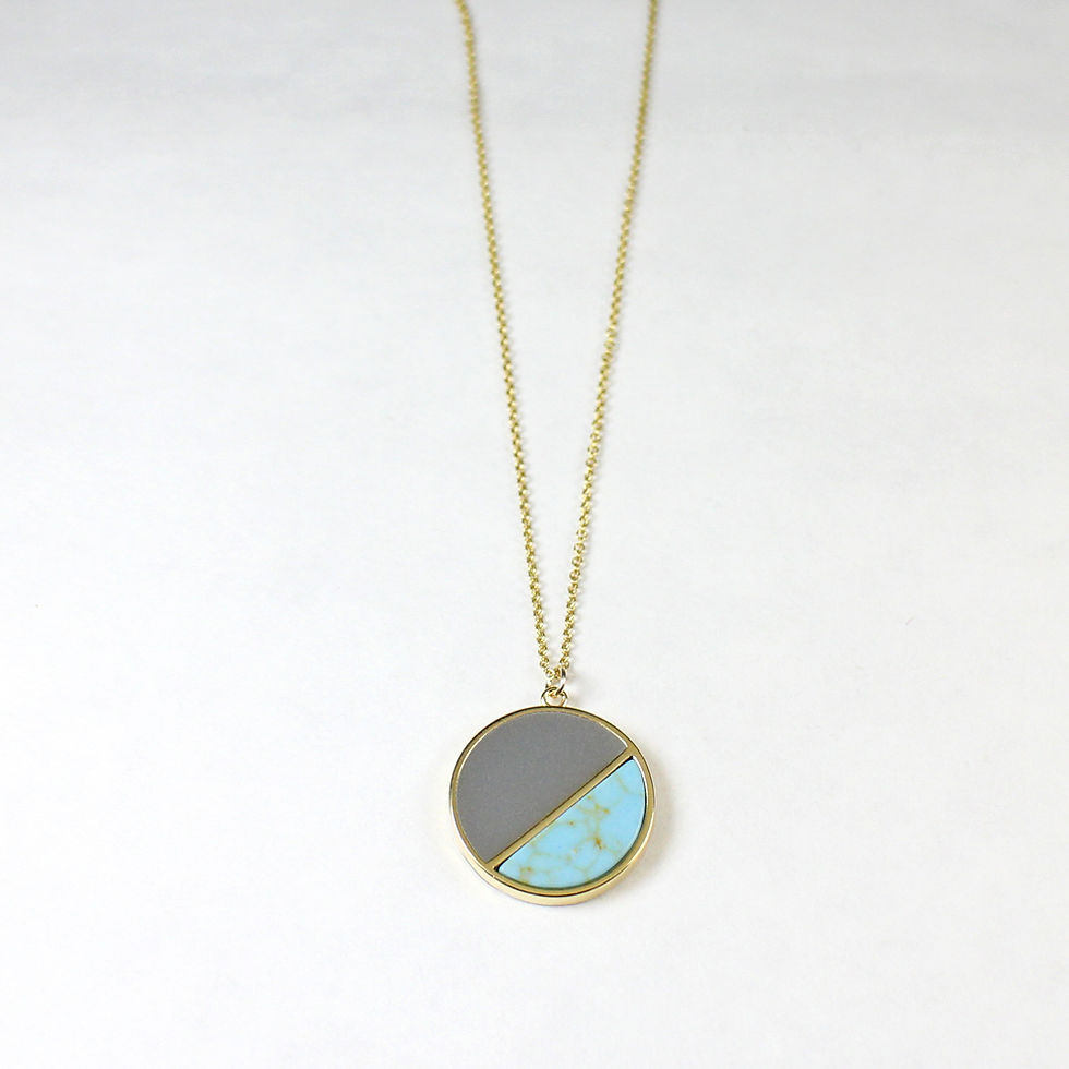 Thumbnail: Teal Marble Full Moon Necklace