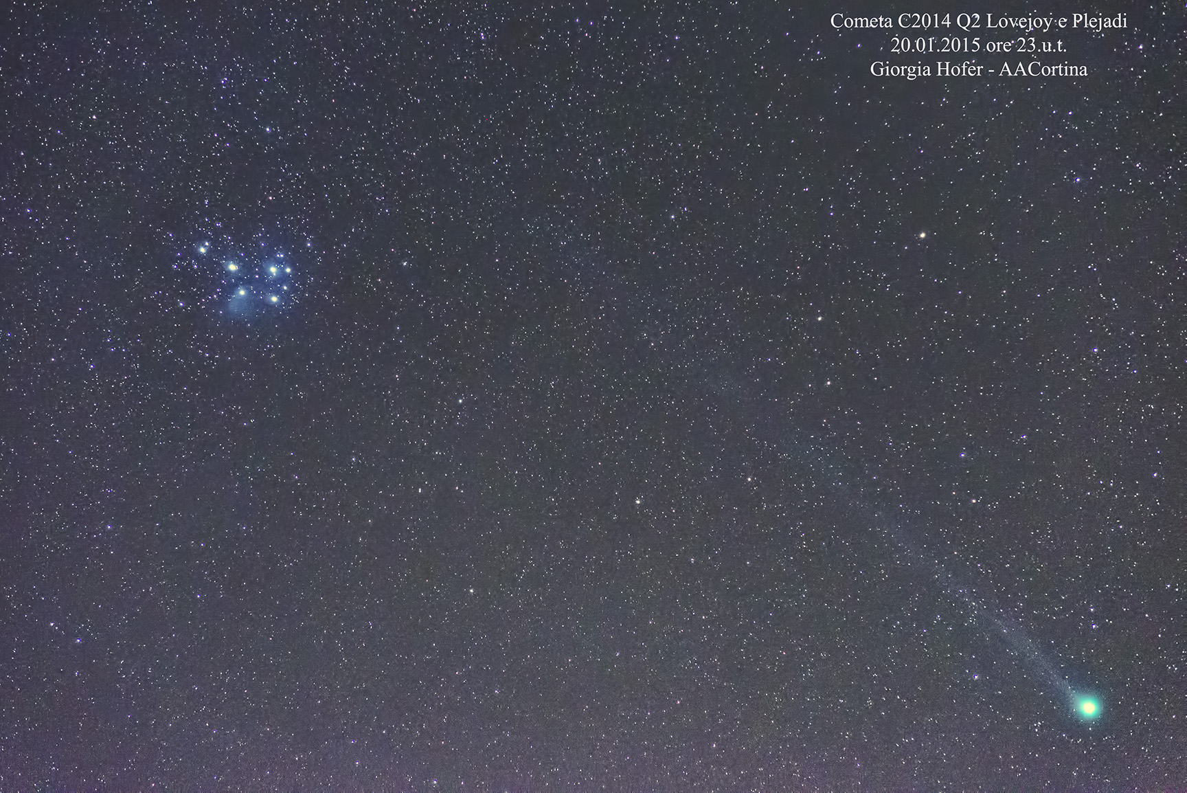 Cometa Lovejoy C2014 Q2 e Plejadi