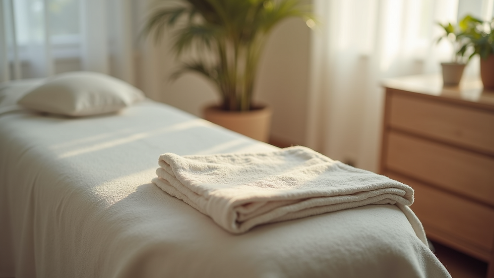 Close-up view of a serene therapy room