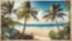 Firefly hawaiian palm tree illustrations with the beach and ocean in the background in a r