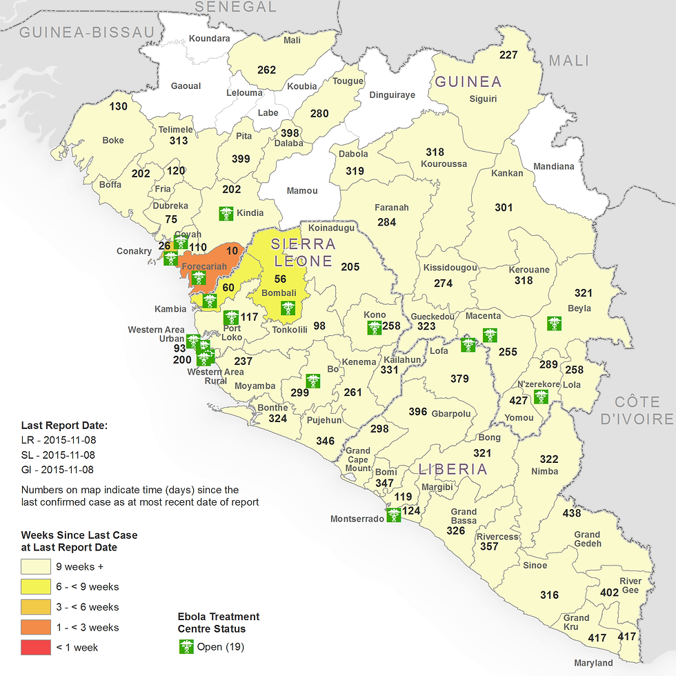 Days Since Last Confirmed Case As Of Nov 11 2015 By District In Guinea Liberia And Sierra Leone.png