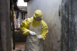 Health Worker Prepares Sample Taken From Body And Who Is Suspected To Have Died 