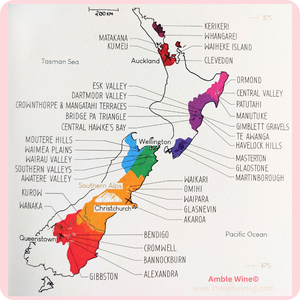 New Zealand Map by Amble Wine© presented by The Wine Snug