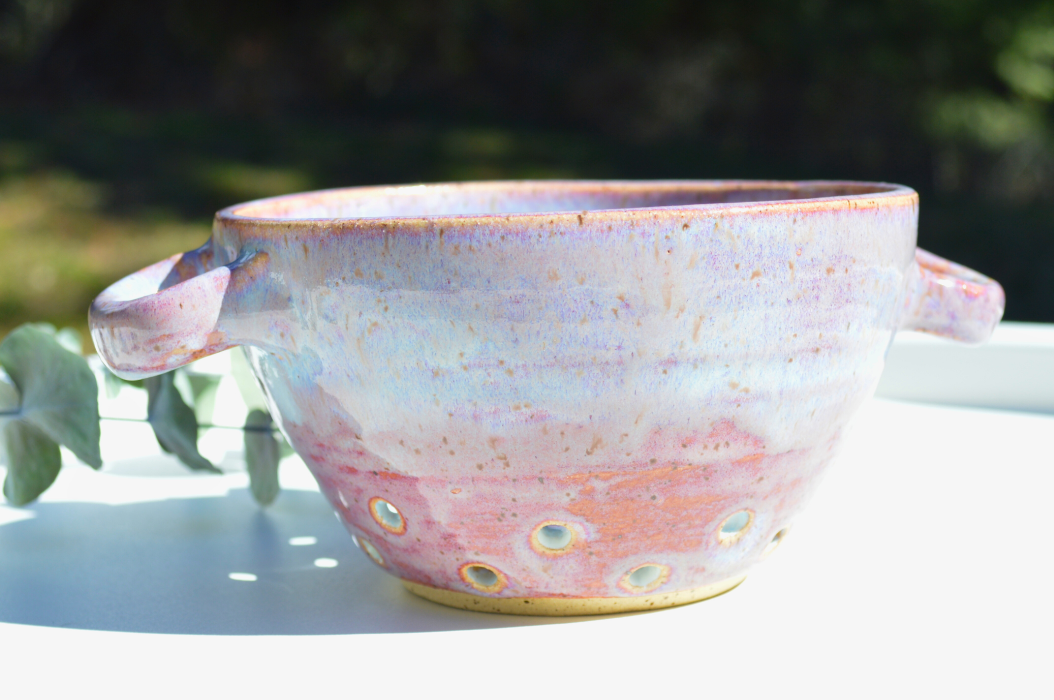 Berry bowl in spring lilac, side view.