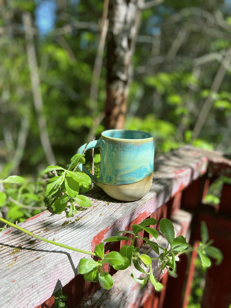 Handmade Ceramic Mug in Turquoise Colours