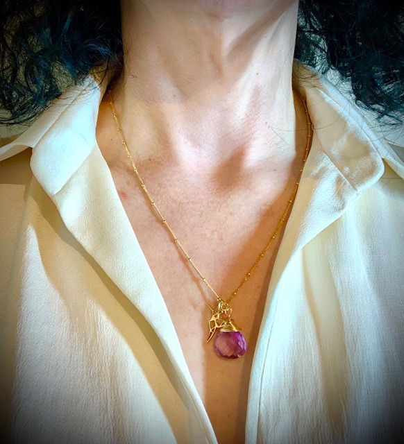 Thumbnail: Amethyst swirl necklace with optional charm