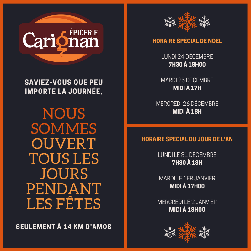 Épicerie Carignan horaire