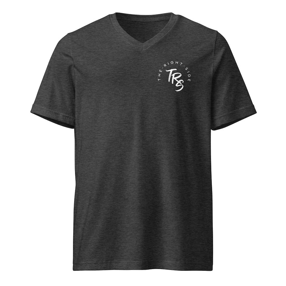 Thumbnail: The Right Side TRS Unisex Short Sleeve V-Neck T-Shirt (white text)