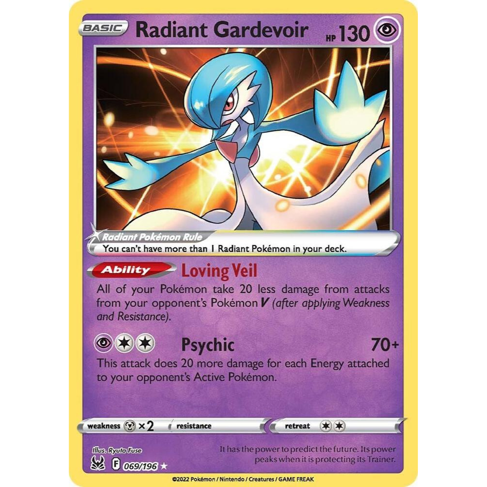 Radiant Gardevoir Holo Lost Origin 069/196 Pokemon Card