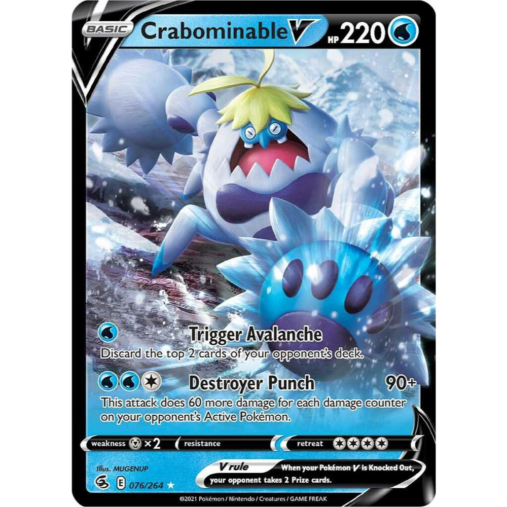Crabominable V Holo Fusion Strike 076/264 Pokemon Card