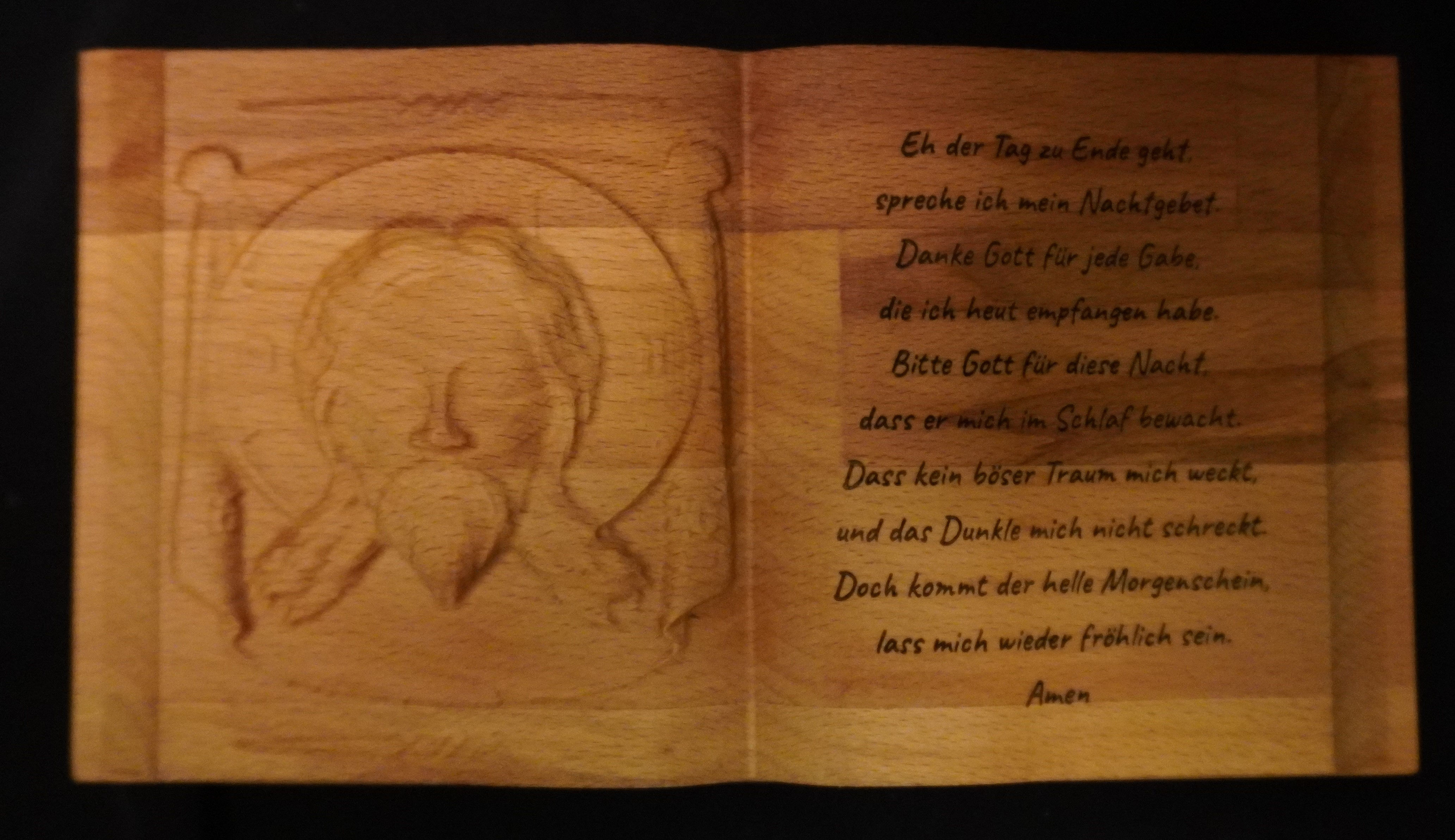 Religiöses Holzbuch aus Buchenholz (27 cm hoch)