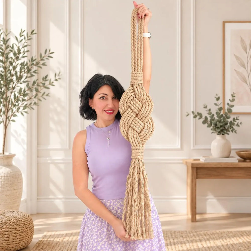 El Yapımı Halat İp Duvar Süsü 110 cm – Salon Duvar Aksesuarı