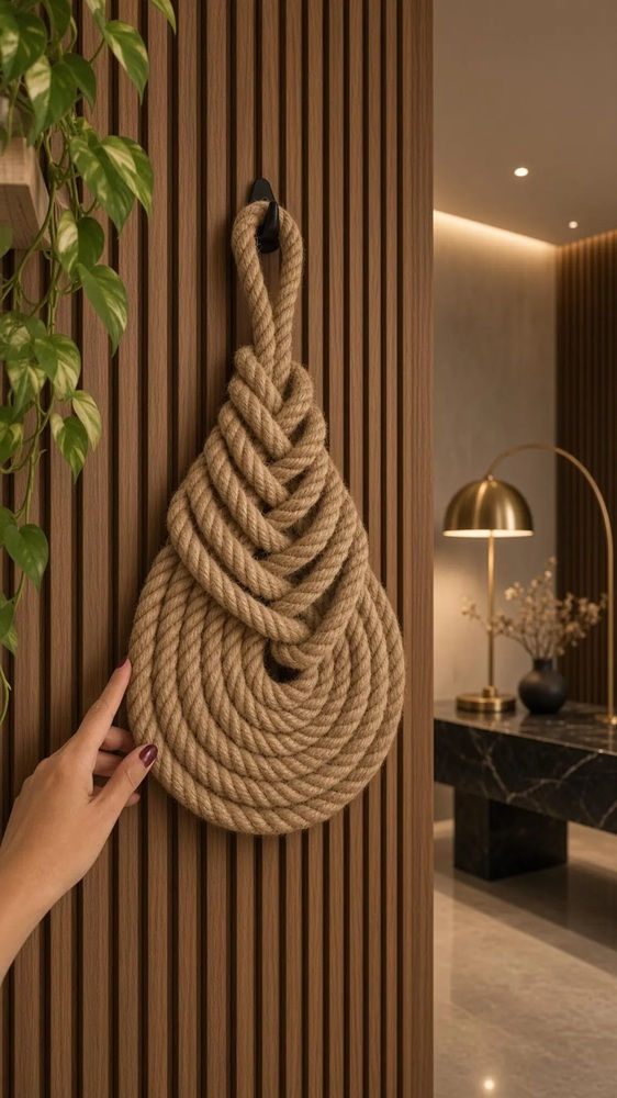 El Yapımı Halat İp Duvar Süsü 53 cm – Salon Duvar Aksesuarı