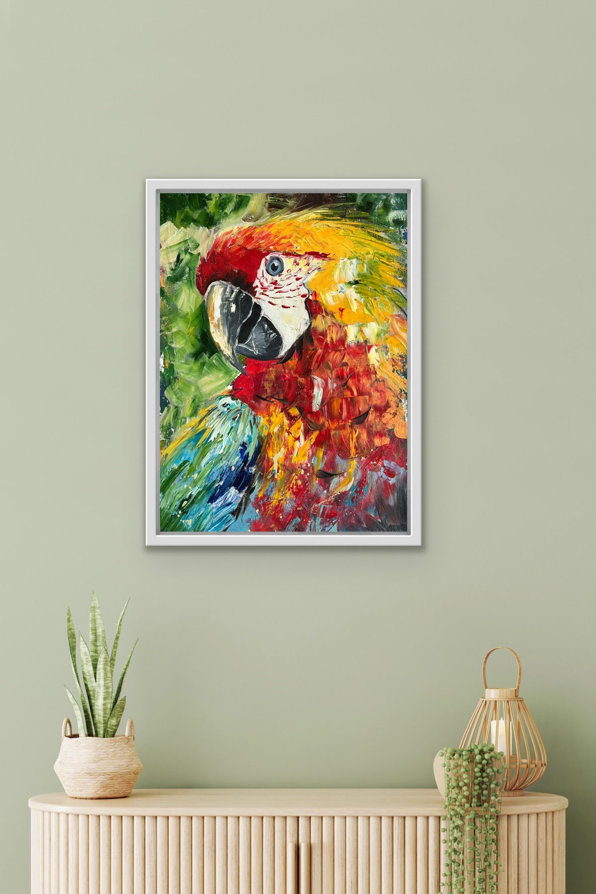 Macaw in Green & Gold Tones