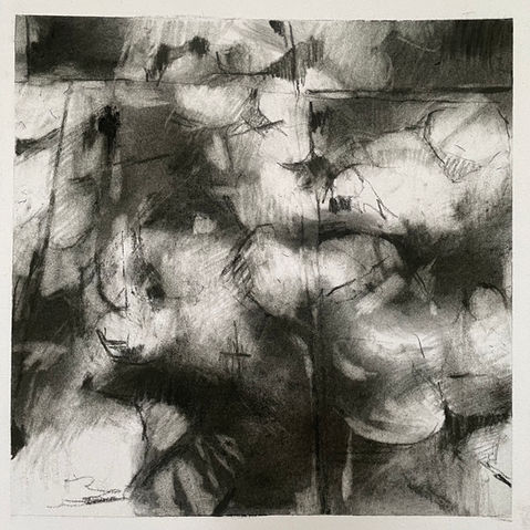 Sunlight Through Trees No1.
Compressed Charcoal on Paper.
24cm by 24cm