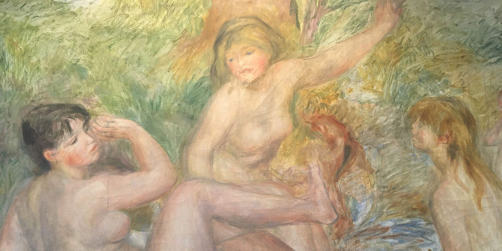 Peinture de Pierre-Auguste Renoir représentant plusieurs femmes dans un paysage naturel