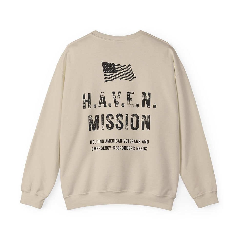 Thumbnail: H.A.V.E.N. Mission Crewneck Sweatshirt — Veterans & First Responders Support