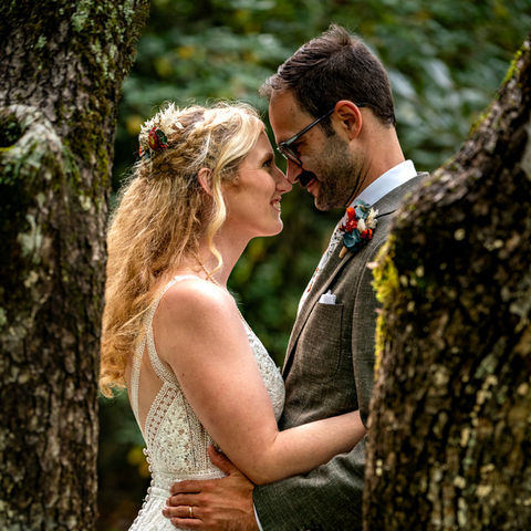 Newlyweds momenst after their wedding in Asheville, NC