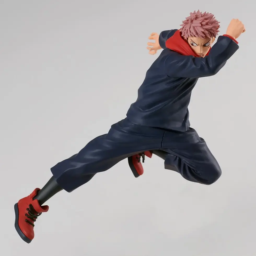 Thumbnail: Yuji Itadori action figure, Jujutsu Kaisen, in mid-air, dynamic pose, ready to fight