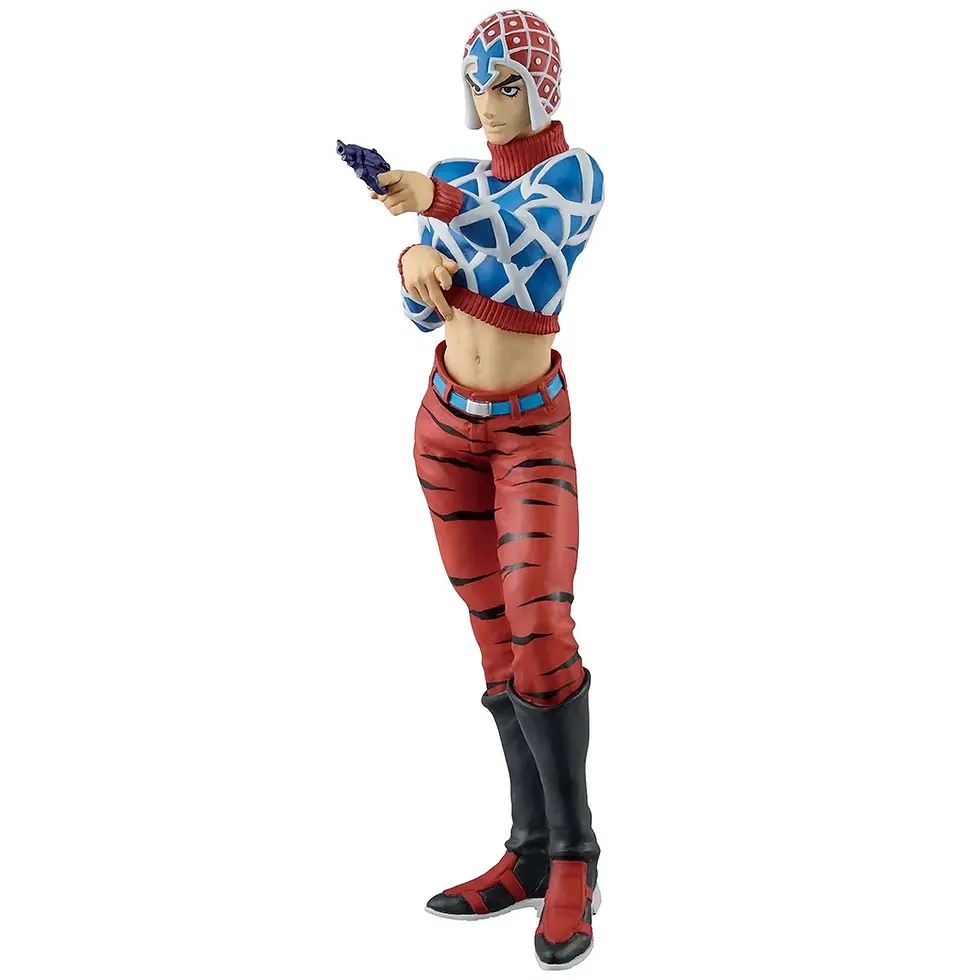 Thumbnail: Figure of Guido Mista, poses with gun ready, red tiger pants, black boots.