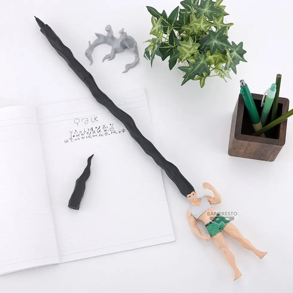 Thumbnail: Broken figurine with long black staff, book and green plants on white backdrop.