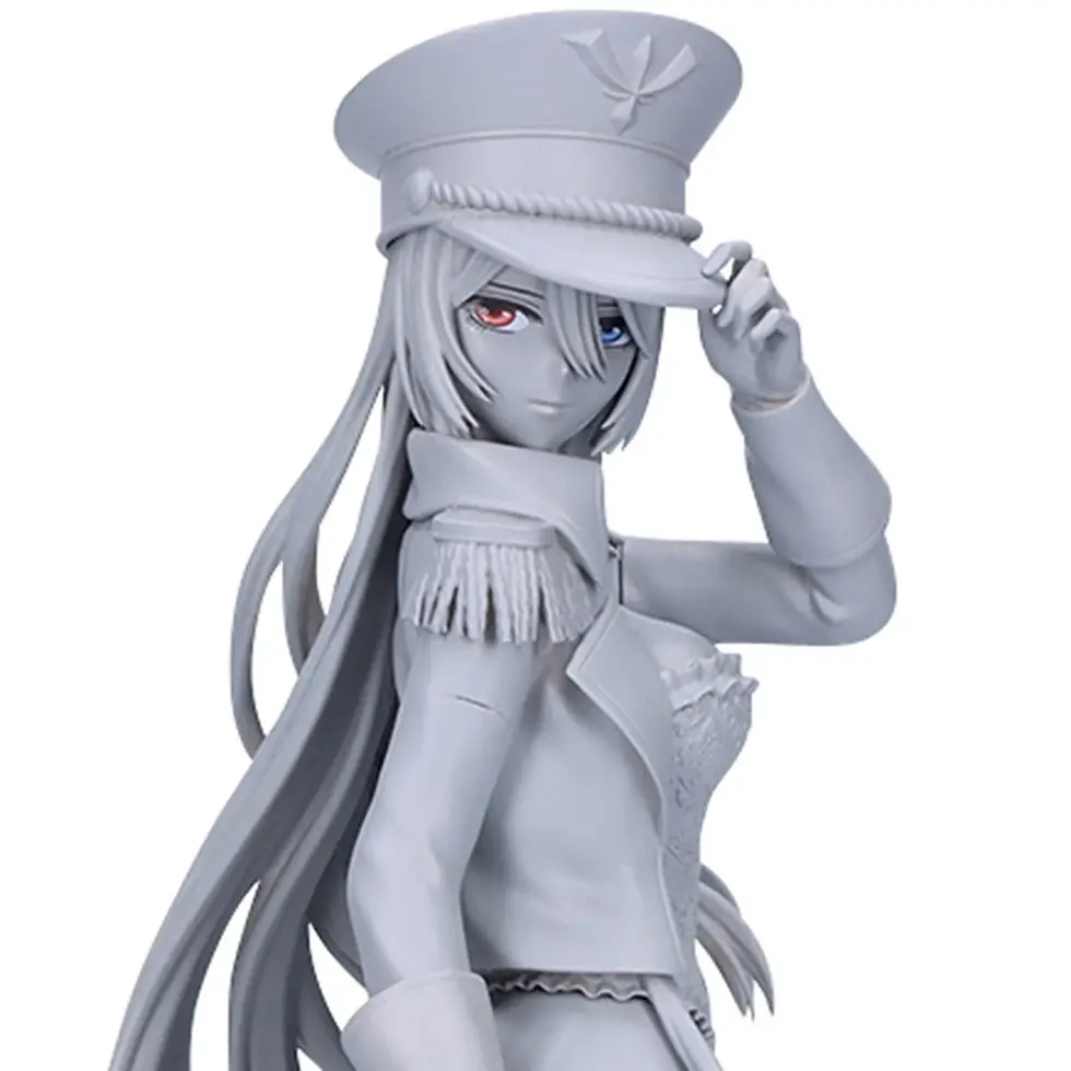 Thumbnail: Anime figure in uniform, holding hat, detailed sculpture in grey color.